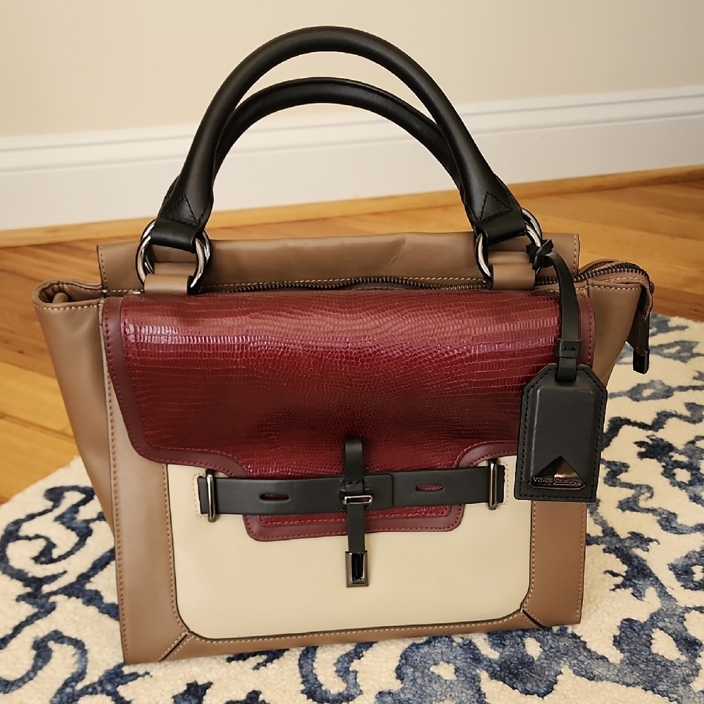 Vince Camuto Elegant Colorblock Leather Handbag NWOT